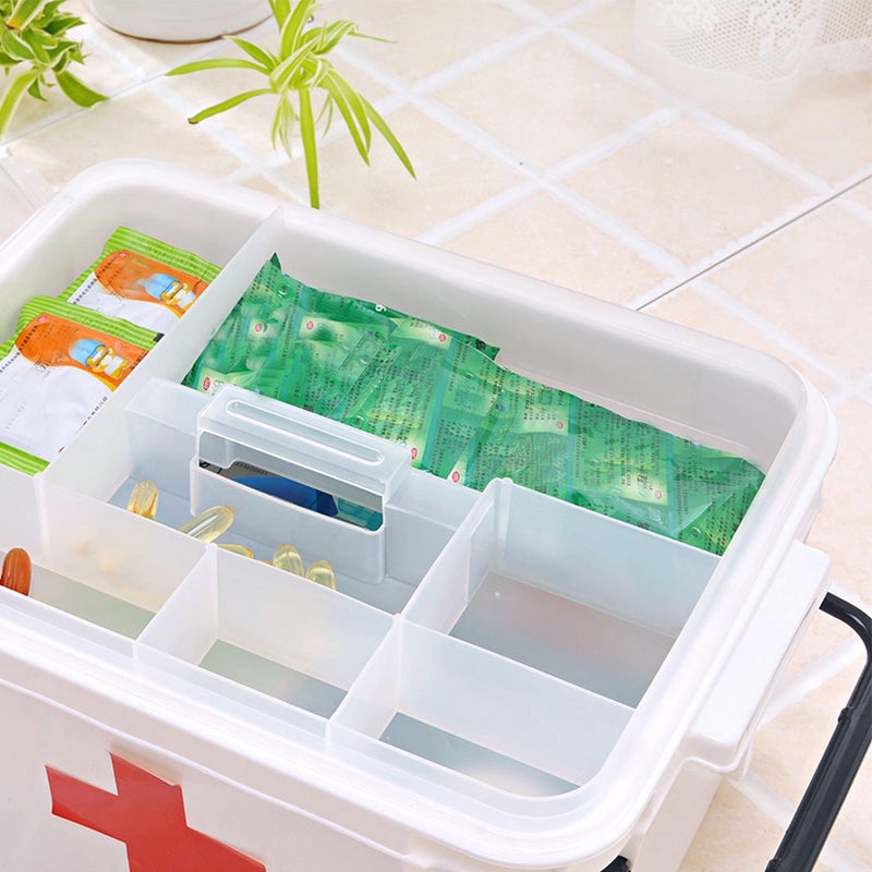 Levoberg Medicine Box Storage Box Organizer 2 Layers with Compartments Family Emergency Kit Storage Case 12.99"x8.85"x7.08" - Image 4